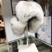 Blue Fox Trapper Hat With Black Deerskin Leather $250
